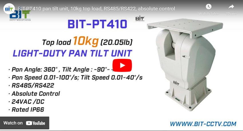 BIT-PT410 unidade de inclinação, 10kg de carga superior, RS485/RS422, controlo absoluto
